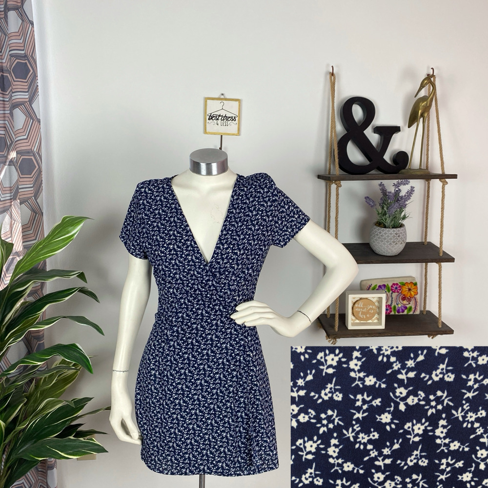 Brandy Melville Navy Floral Wrap Dress